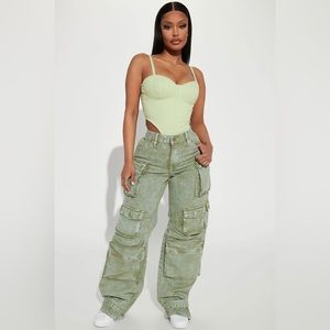 Billie Low Slung Cargo Jeans - Green